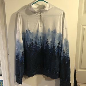 NWT quarter zip with forest print